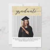 Eenvoudig 2 foto zwart gouden kalligrafie Afstuder Aankondiging (Achterkant)