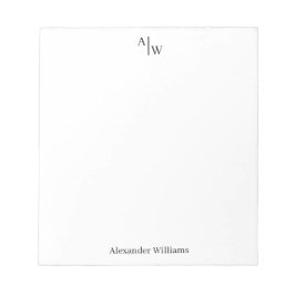 Eenvoudig 2 Monogram Initiaal Professional-desk zw Notitieblok