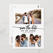 Eenvoudig 3 foto-inkuiling waarop de datum wordt o briefkaart (Voorkant / Achterkant)