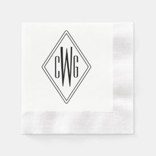Eenvoudig 3 Initiaal Letter Monogram #5 Diamant Fr Servet