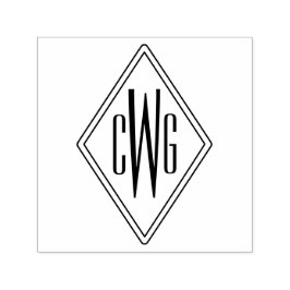 Eenvoudig 3 Initiaal Letter Monogram #5 Diamant Fr Zelfinktende Stempel