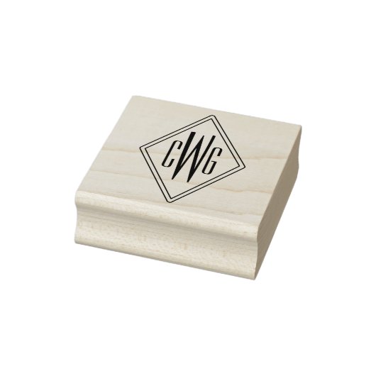 Eenvoudig 3 Initiaal Letter Monogram #5 Diamond Li Rubberstempel (Stempel)
