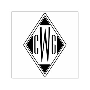 Eenvoudig 3 Initiaal Letter Monogram #5D Diamant F Zelfinktende Stempel