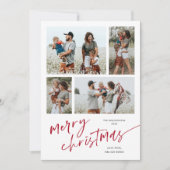 Eenvoudig 4 Fotocollage Script Vrolijk Kerstfeest Feestdagenkaart (Voorkant)