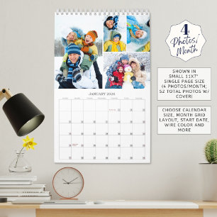 Eenvoudig 4 foto's per maand kalender
