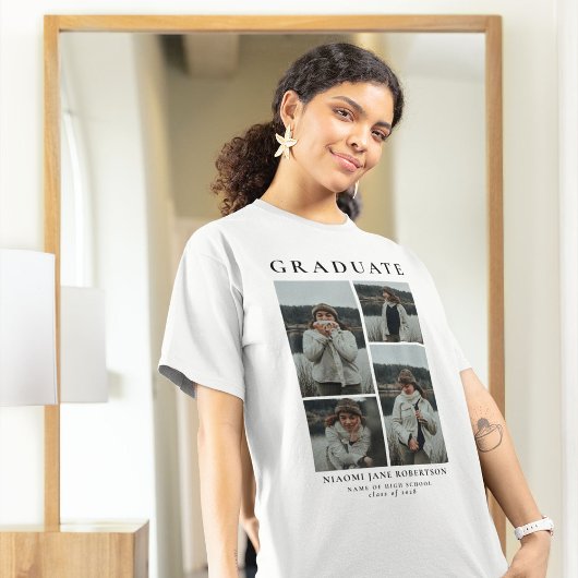 Eenvoudig 4 Photo Collage Afstuderen Gift T-shirt