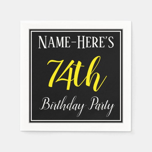 Eenvoudig, 74e verjaardagsfeestje w / aangepaste n servetten (Voorkant)