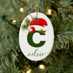 Eenvoudig aangepast, aangepast kerstfeest keramisch ornament