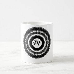 eenvoudig aangepast BLACK mandala monogram voeg jo Koffiemok