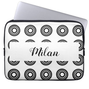 eenvoudig aangepast BLACK mandala monogram voeg jo Laptop Sleeve