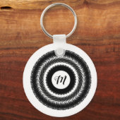 eenvoudig aangepast BLACK mandala monogram voeg jo Sleutelhanger (Voorkant)