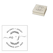 Eenvoudig aangepast Initialen Script Round Wedding Rubberstempel (Gestempeld)