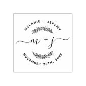 Eenvoudig aangepast Initialen Script Round Wedding Rubberstempel (Afrduk)