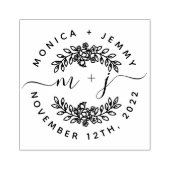 Eenvoudig aangepast Initialen Script Round Wedding Rubberstempel (Afrduk)
