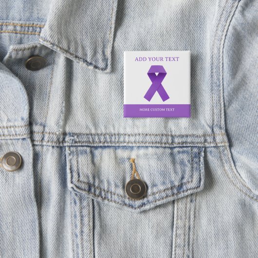 Eenvoudig aangepast Paars lintbewustzijn Vierkante Button 5,1 Cm (In situ)