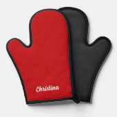 Eenvoudig, aangepast script monogram rood ovenwant (Voorkant / Achterkant)