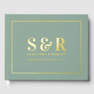 Eenvoudig aangepast typografisch ontwerp op groen gastenboek