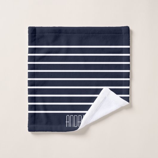 Eenvoudig aangepaste chique nautische gestreept we bad handdoek (Wasdoekje)