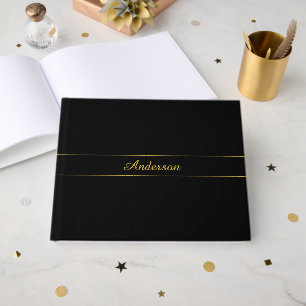 Eenvoudig aanpasbaar goud & zwart tekst ontwerp gastenboek