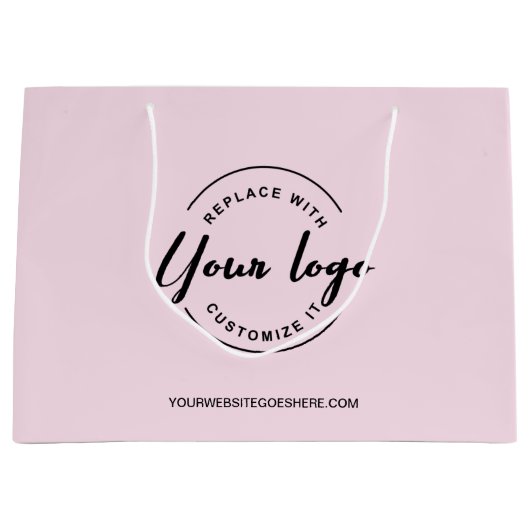 Eenvoudig aanpasbaar logo en website Roze Bedrijf Groot Cadeauzakje (Voorkant)
