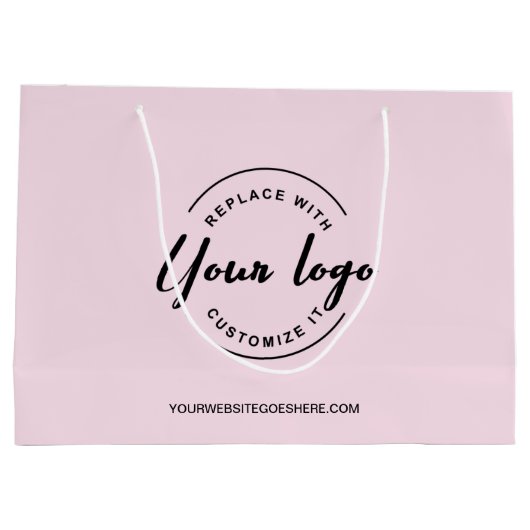 Eenvoudig aanpasbaar logo en website Roze Bedrijf Groot Cadeauzakje (Achterkant)