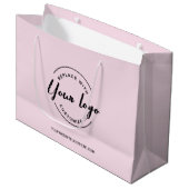 Eenvoudig aanpasbaar logo en website Roze Bedrijf Groot Cadeauzakje (Voorkant Gekanteld)