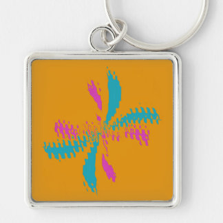 Eenvoudig Abstract berichtenpatroon met vlinder Sleutelhanger