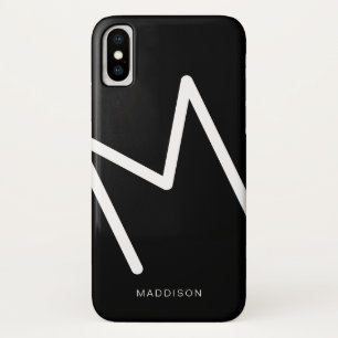 Eenvoudig Abstract monogram zwart-wit iPhone X Hoesje