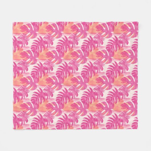 Eenvoudig abstract patroon met bladeren van monste fleece deken (Voorkant (Horizontaal))