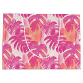 Eenvoudig abstract patroon met bladeren van monste groot cadeauzakje (Achterkant)