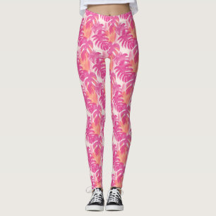 Eenvoudig abstract patroon met bladeren van monste leggings