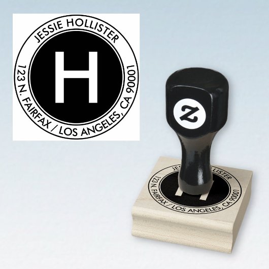 Eenvoudig adres en Initiaal monogram #2 Rubberstempel