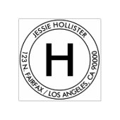 Eenvoudig adres & Initiaal Monogram Rubberstempel (Afrduk)