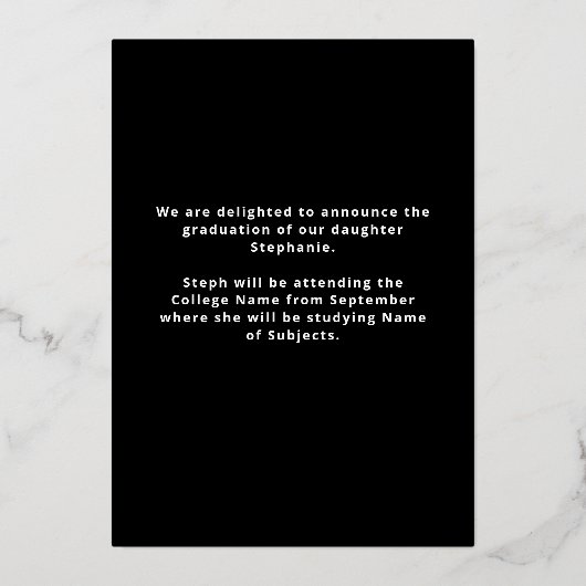 Eenvoudig Afstudeerder 2025 Echt Goudfolie Zwart A Folie Uitnodiging (Achterkant)