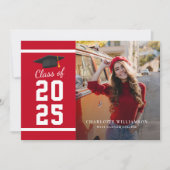 Eenvoudig Afstuderen 2025 Rood Wit Afstudeerder Fo Aankondiging (Voorkant)