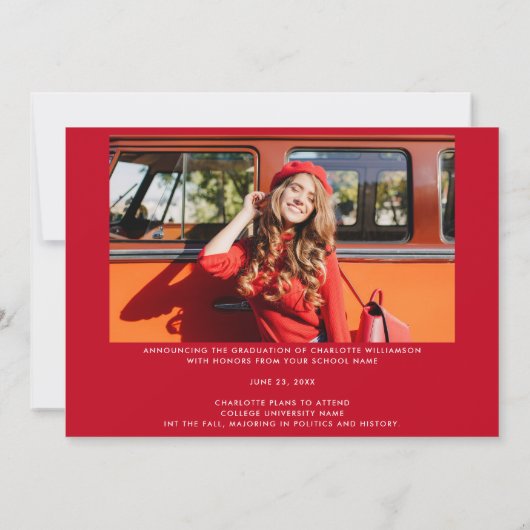 Eenvoudig Afstuderen 2025 Rood Wit Afstudeerder Fo Aankondiging (Achterkant)