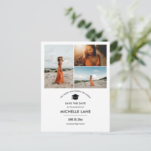 Eenvoudig Afstuderen De datum opslaan Afstudeerder Briefkaart (Staand voorkant)