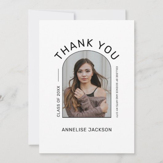 Eenvoudig afstuderen foto afstuderen dank u kaart (Voorkant)