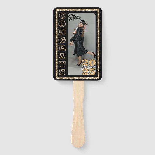 Eenvoudig Afstuderen Foto Hand Fan Custom Afstudee Handwaaier (Voorkant)