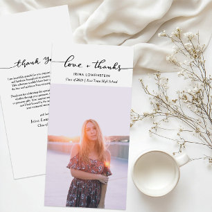 Eenvoudig Afstuderen fotoliefde en Bedankt-script Bedankkaart