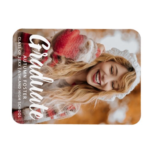 Eenvoudig Afstuderen Modern Photo Afstuderen Magneet (Horizontaal)