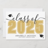 Eenvoudig Afstuderen Photo Collage Gold Afstuderen Aankondiging (Voorkant)