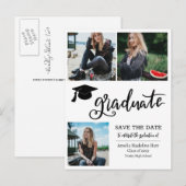 Eenvoudig Afstuderen script De fotocollage van de  Aankondigingskaart (Voorkant / Achterkant)