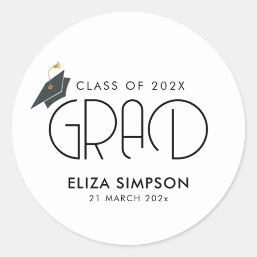 Eenvoudig afstuderen voor minimale tekst ronde sticker (Voorkant)