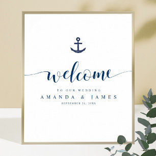 Eenvoudig anker Blue Boat Weddenschap Welkom Poster