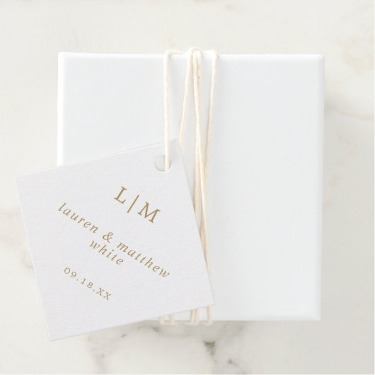 Eenvoudig Antiek gouden monogram Elegant Huwelijk Bedankjes Labels (In situ)