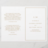 Eenvoudig Antiek gouden monogram huwelijksprogramm (Voorkant)