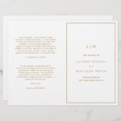 Eenvoudig Antiek gouden monogram huwelijksprogramm (Voorkant / Achterkant)