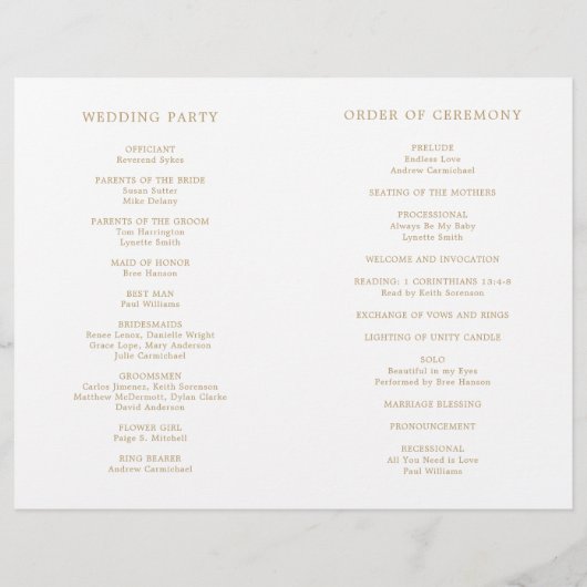 Eenvoudig Antiek gouden monogram huwelijksprogramm (Achterkant)