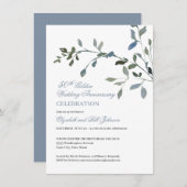 Eenvoudig Aquarel Blauw 50ste Huwelijksjubileum Kaart (Voorkant / Achterkant)